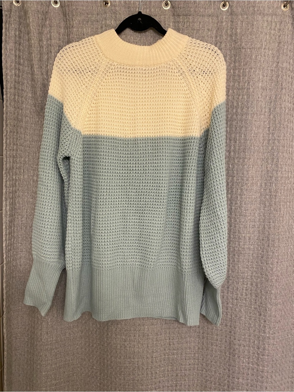 easel Cream and Light Blue Colorblock Crewneck Sweater